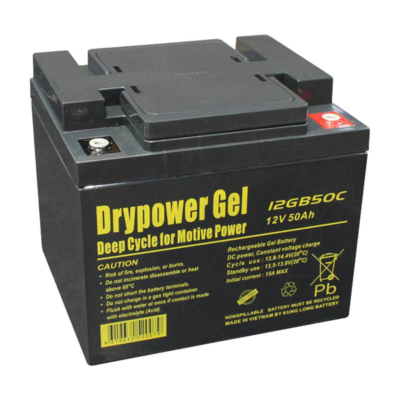Drypower 12V 50Ah Gel Type SLA Cyclic Battery