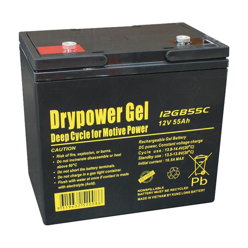 Drypower 12V 55Ah Gel Type SLA Cyclic Battery