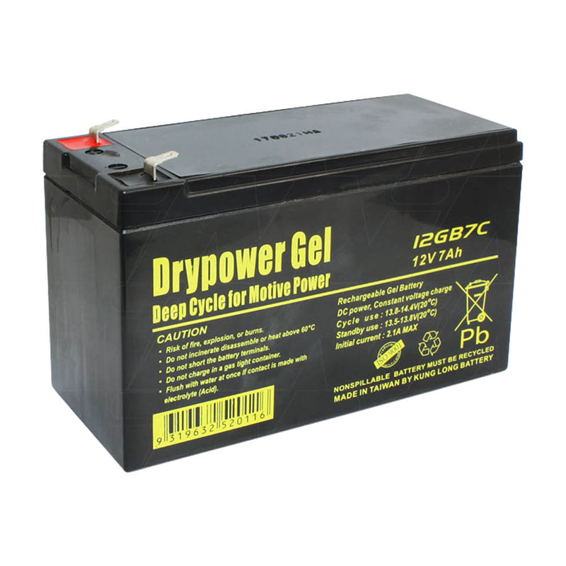 Drypower 12V 7Ah Gel Type SLA Cyclic Battery