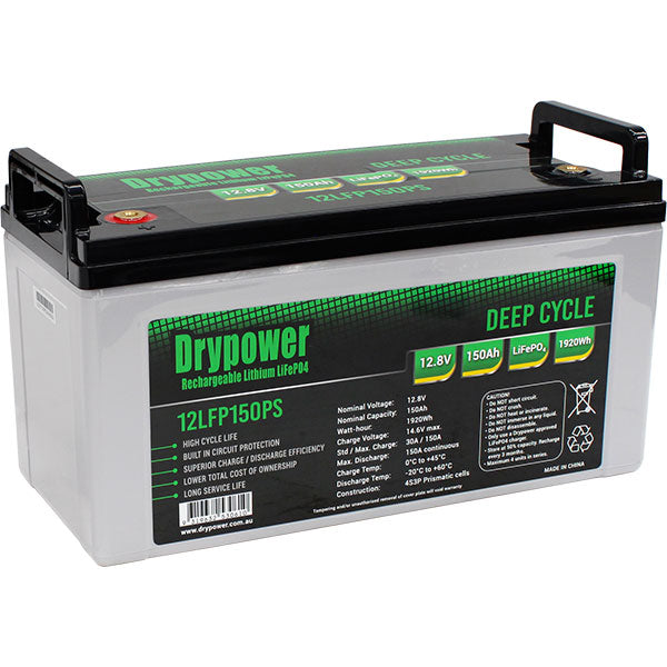 Drypower 12.8V 150Ah Lithium Iron Phosphate (LiFePO4) Rechargeable Lithium Battery - Up to 4 in Series Capable