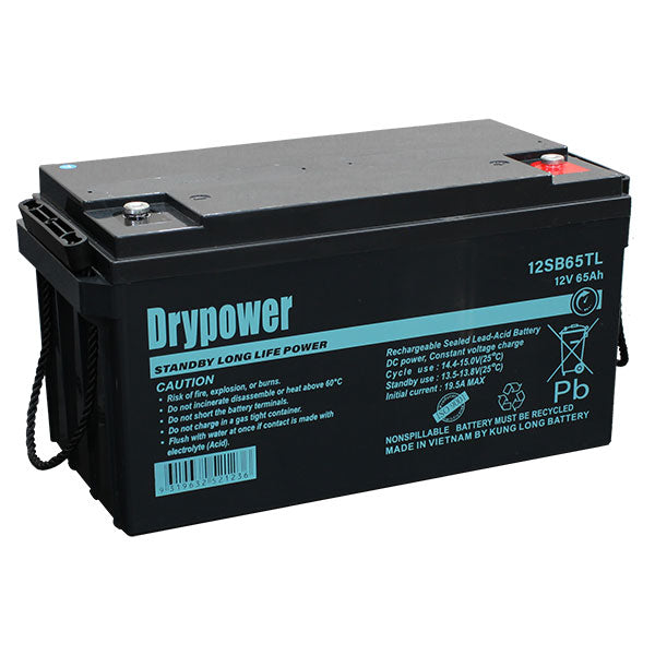 12V 65Ah Drypower Long Life Standby AGM Battery - 6-9 Year Design Life