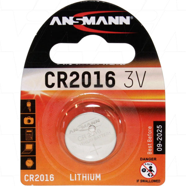 CR2016 3V Lithium Coin Cell Blister of 1