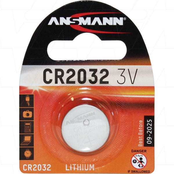 CR2032 3V Lithium Coin Cell Blister of 1