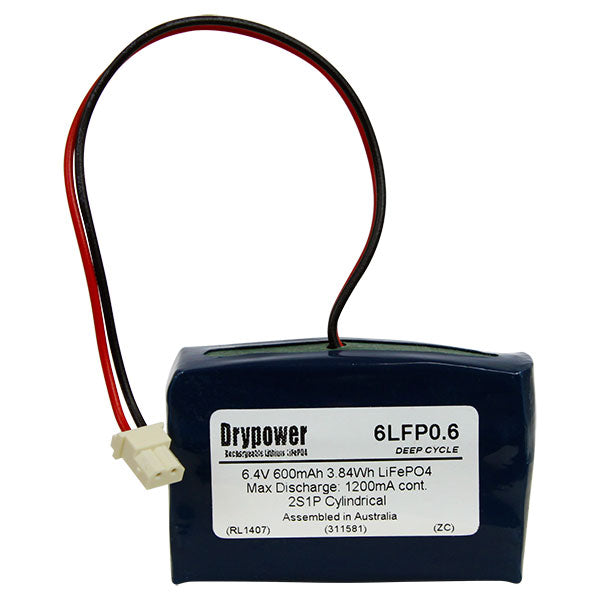 Drypower 6.4V 600mAh Lithium Iron Phosphate (LiFePO4) Rechargeable Lithium Battery