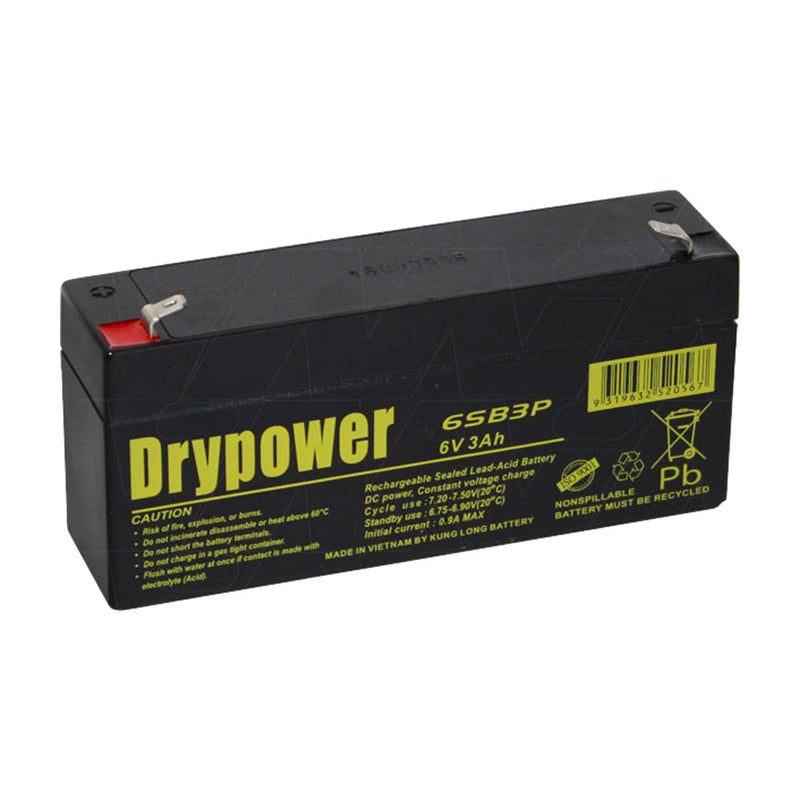 Drypower 6SB3P 6V 3Ah SLA Battery