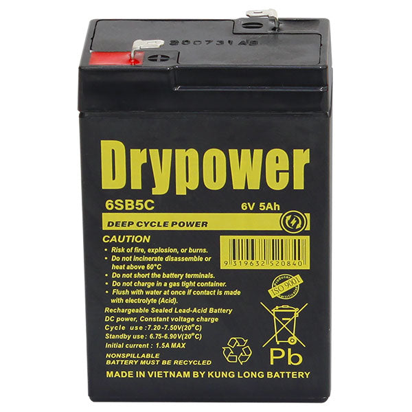Drypower 6SB5C 6V 5Ah SLA Battery - for Cyclic and Standby use.
