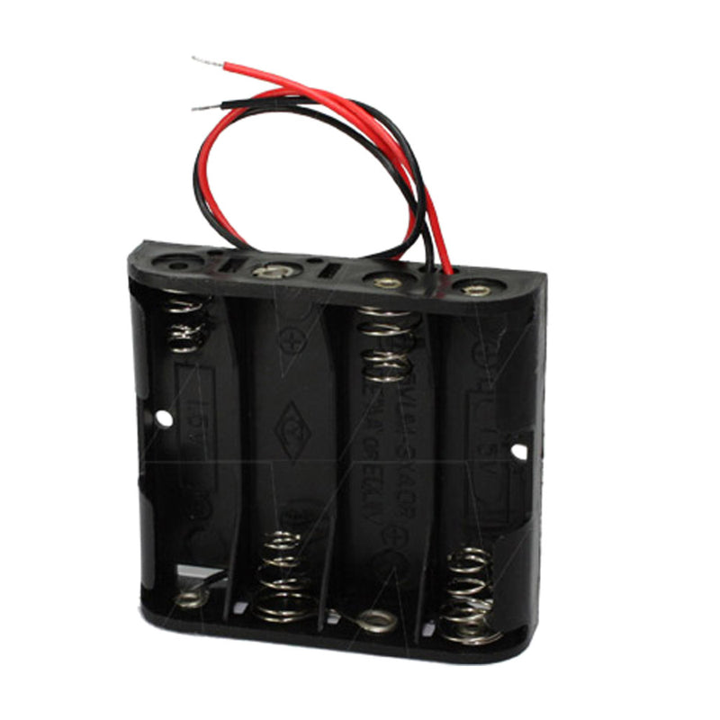 Battery Holder 4XROW AA Flat c-w Leads