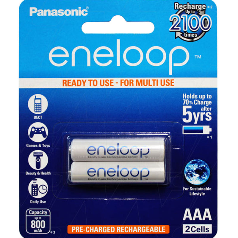 Eneloop AAA 'Ready to use' LSD NiMH White batteries 2Pack