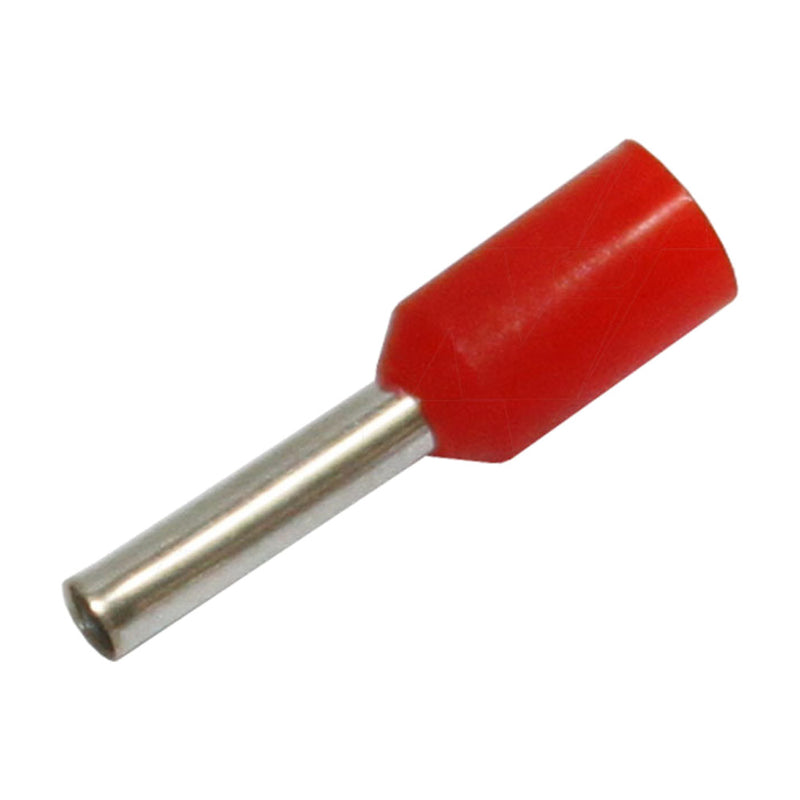 Bootlace Terminal Pin - Red 1.0mm2 ID - 1.7mm OD for AWG18-20