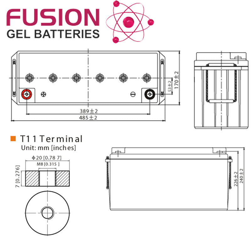 Fusion 12V 135Ah Deep Cycle Gel Battery