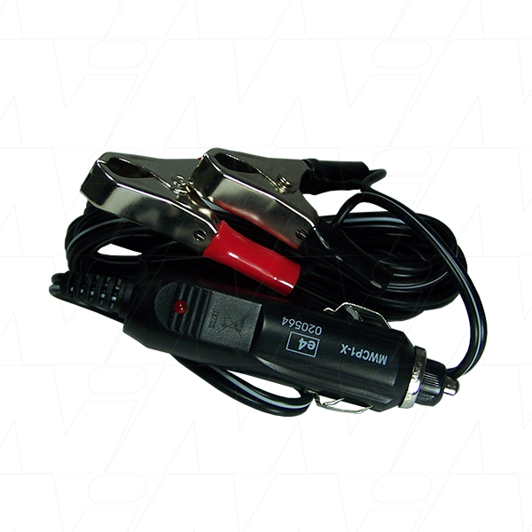 Male Cigarette Lighter Plug to Large Crocodile Clips c/w 1800mm leads