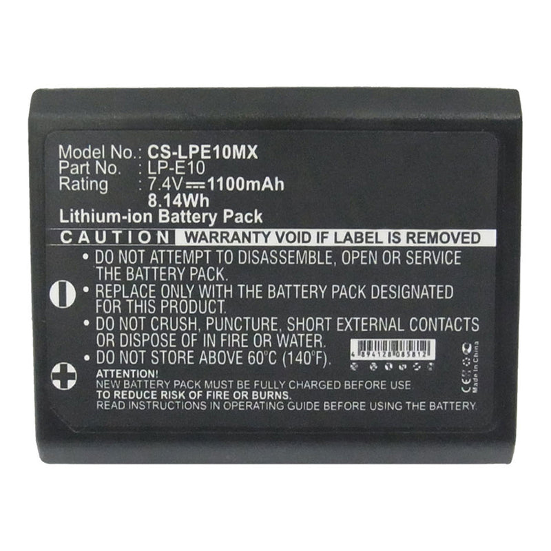 Stryka Battery to suit CANON LP-E10 7.4V 1100mAh Li-ion