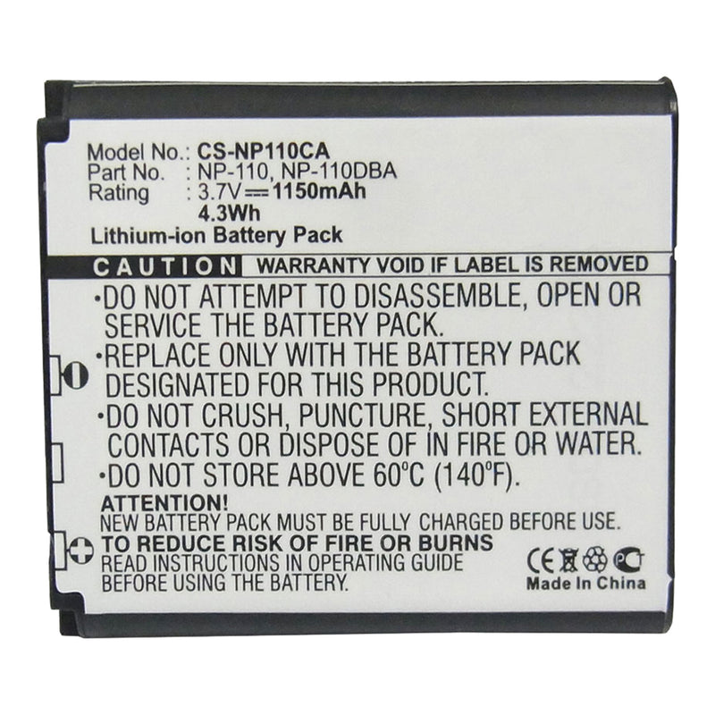 Stryka Battery to suit CASIO NP-110 3.7V 1150mAh Li-ion