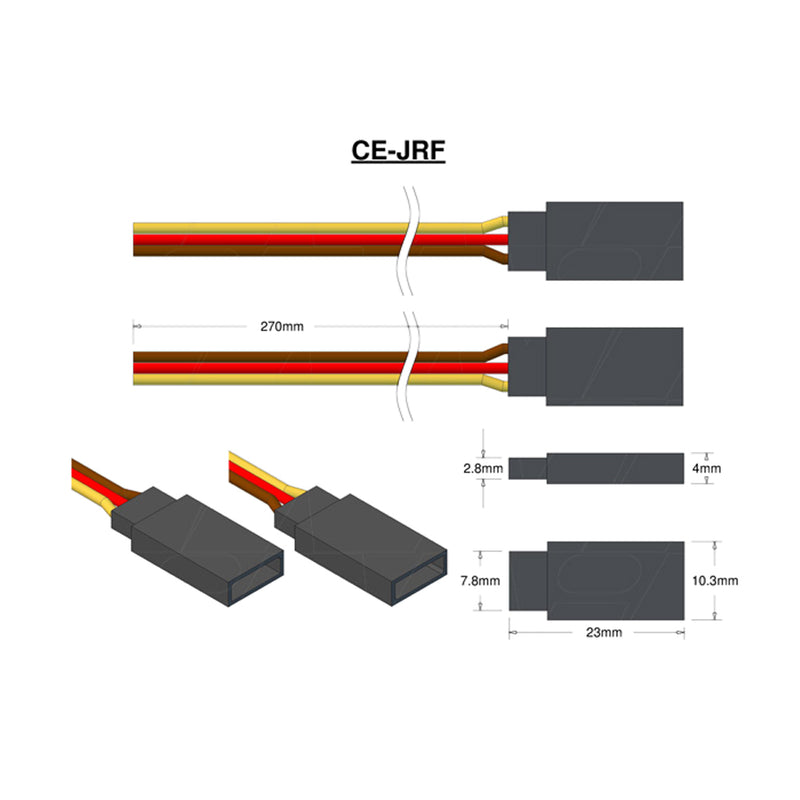 JR-Hitech Female Connector C-W Leads 270mm STRIP & TIN.