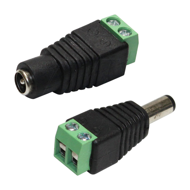 DC Male DC Plug 2.1mm to terminal block (male & female pair)