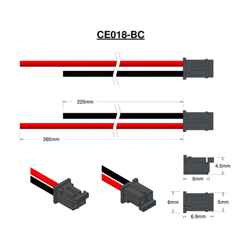 Hirose DF3-2S-2C, 24AWG, B=220mm, R=260mm, 0.6mm Strip and Tinned