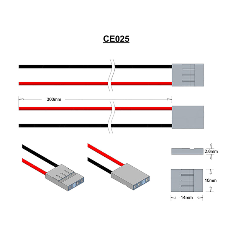 Dupon Type 2.54-4P, 24AWG, B-R=300mm, Strip and tin