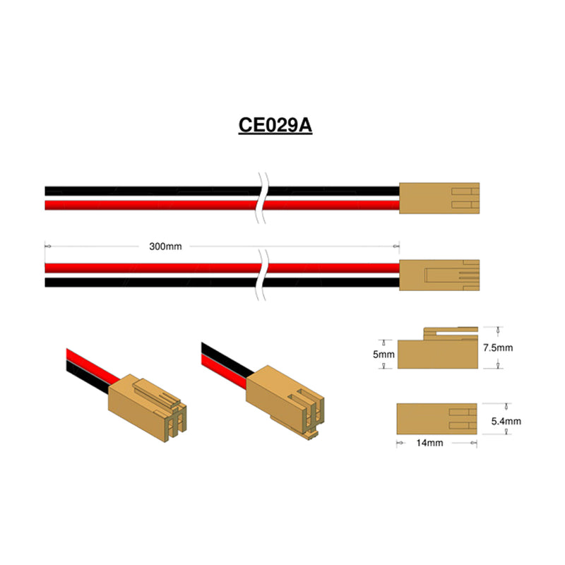 JAE IL-2S-S3L-N, 22AWG, B-R=300mm, Blunt Cut