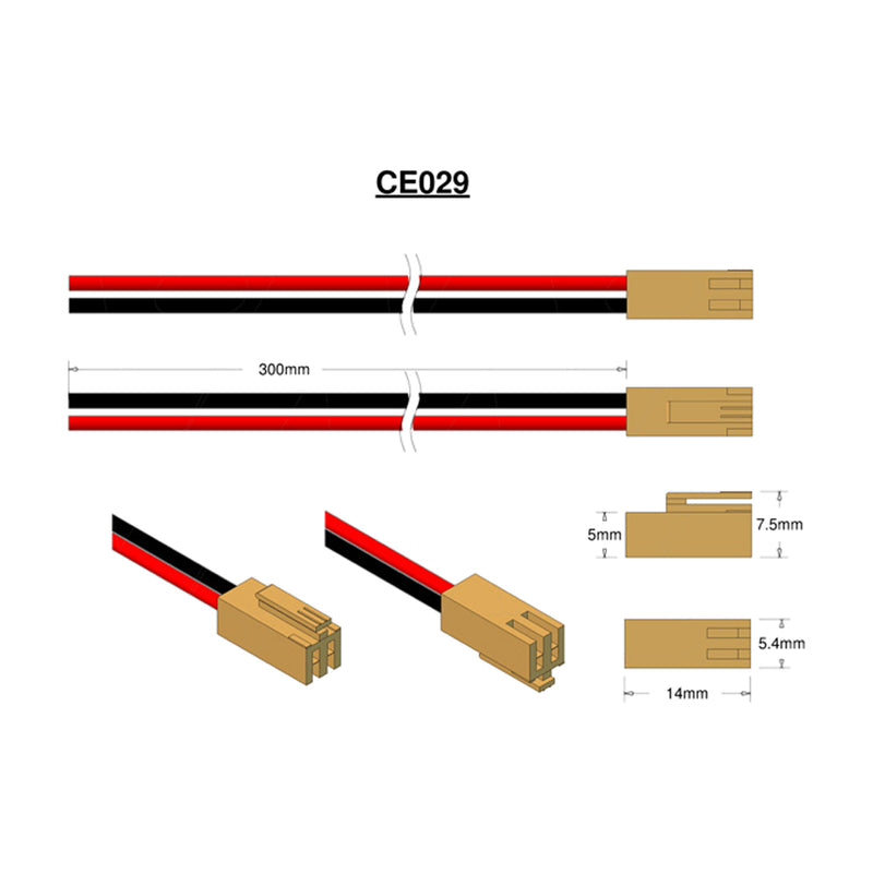 JAE IL-2S-S3L-N, 22AWG, B-R=300mm, Blunt Cut