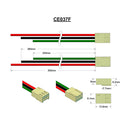 Molex Type 22-01-3037, 22AWG, Red 300mm, Black 260mm and Green 235mm, Blunt cut.