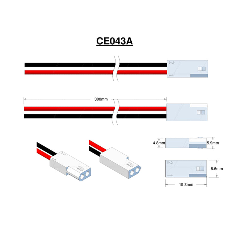 Molex Type 03-06-1023, 18AWG Leads 300mm Cut Pin 1 Red