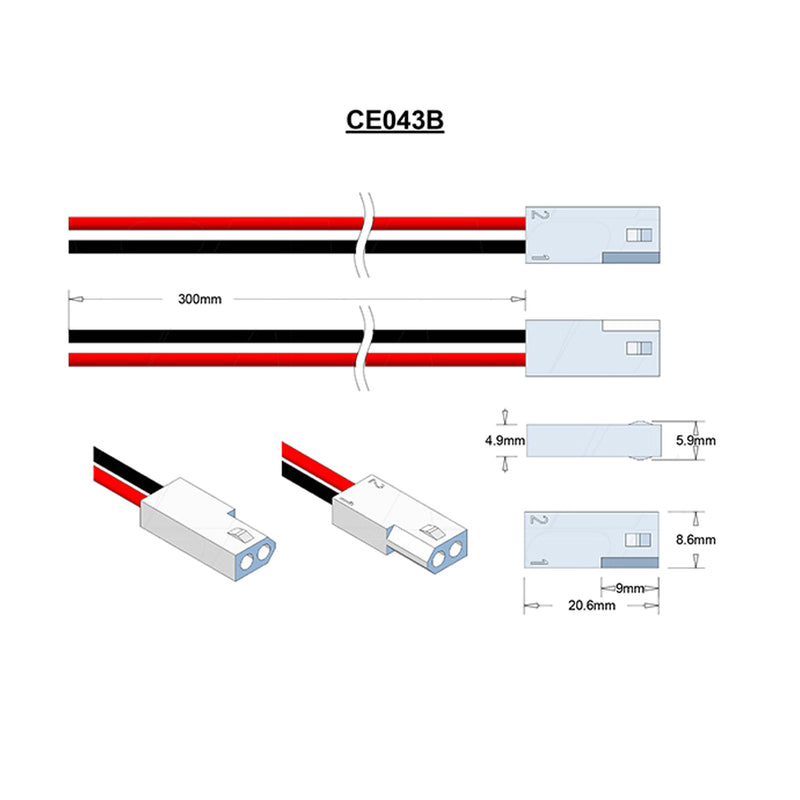 Molex Type 03-06-1023, 18AWG Leads 300mm,Cut Pin 1 Black