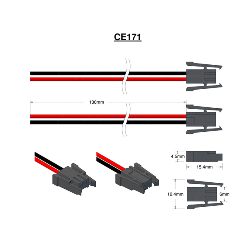 Hirose HNC-2.5S-2 Plug c-w 24AWG 130mm Leads