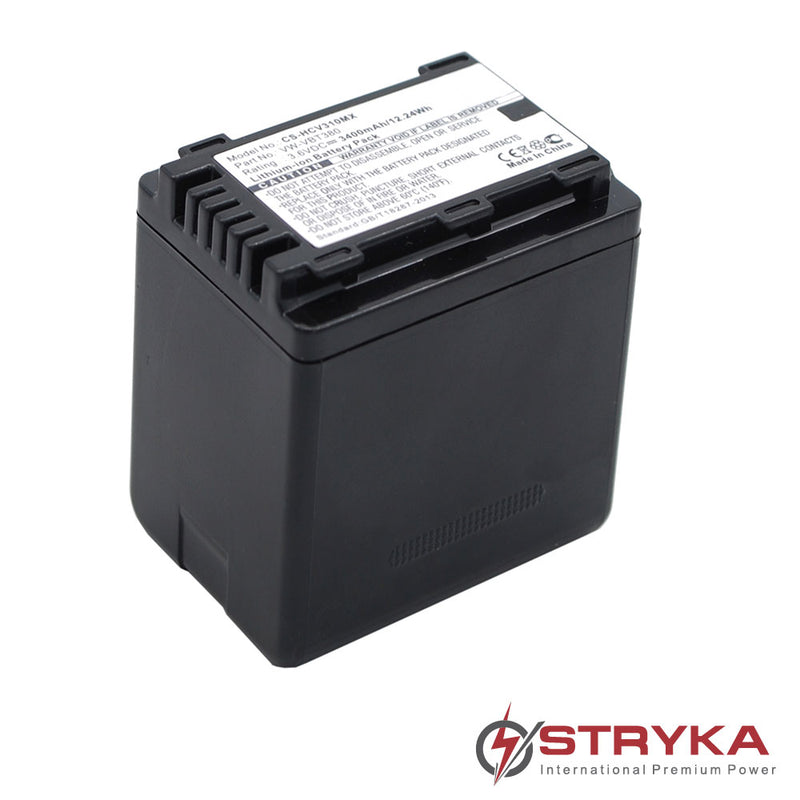 Stryka Battery to suit PANASONIC VW-VBT380 3.6V 3400mAh Li-ion