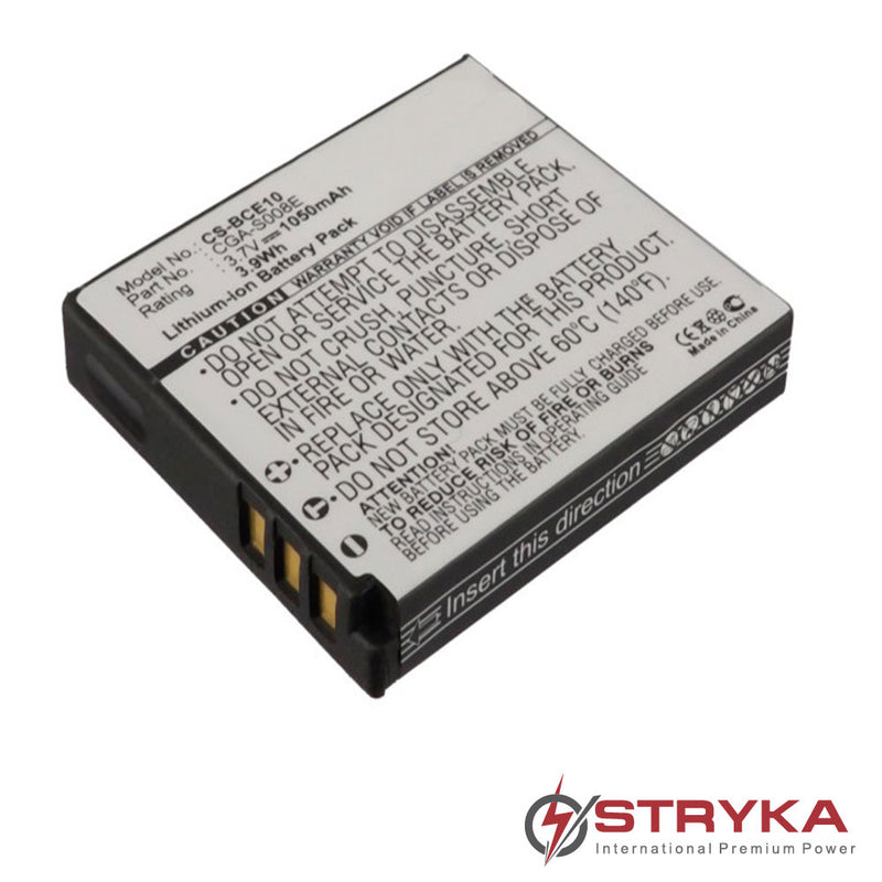 Stryka Battery to suit PANASONIC CGA-S008A 3.7V 1050mAh Li-ion