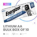 ENERGIZER AA LITHIUM BATTERY Bulk Box Of 10 Batteries