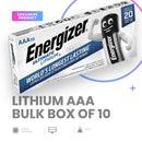 ENERGIZER 1.5V AAA LITHIUM BATTERY Bulk Box Of 10 Batteries