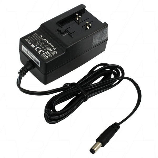 16.8VDC 0.89A Wall Mount Type 4 Cell LiIon Battery Charger with 2.1mm DC Output. Interchangeable AC Plugs.