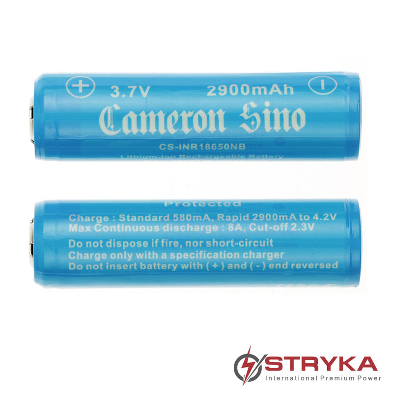 Cameron Sino INR18650 3.7V 2900mAh Li-ion Batteries With IC Pk2 Flat Top