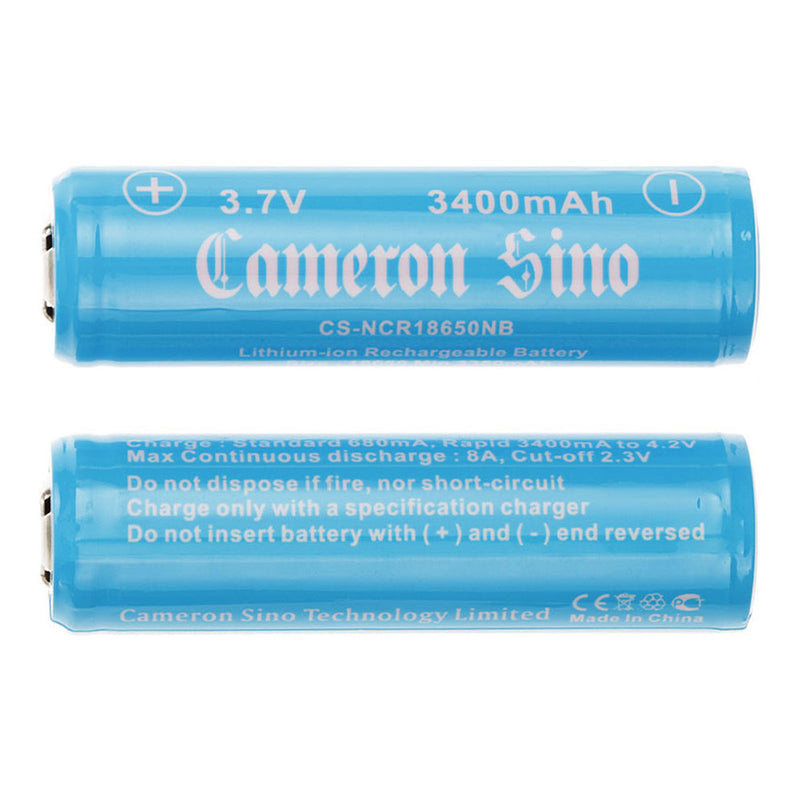Cameron Sino NCR18650 3.7V 3400mAh Li-ion Battery With IC Pk2 Flat Top