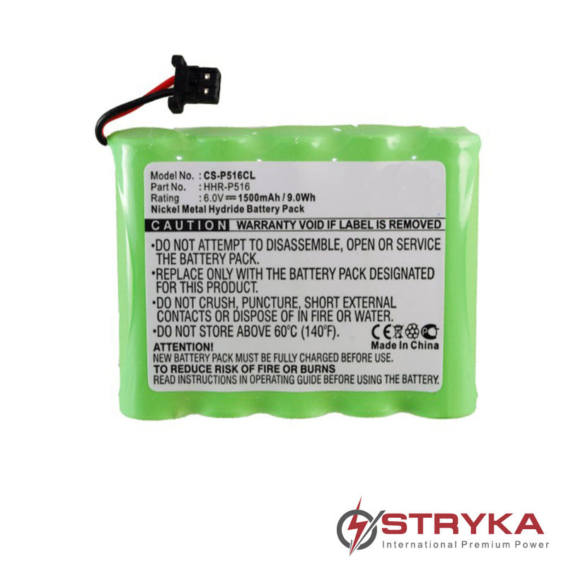 Stryka Battery to suit PANASONIC HHR-P516A 6.0V 1500mAh NiMH