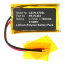 Stryka Battery to suit PLANTRONICS 66278-01 3.7V 140mAh Li-Pol