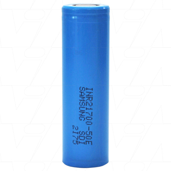 3.6V 21700 size 4900mAh cylindrical High-Temp LiIon Cell 9.8A Max Cont. Discharge to 60 Deg. C