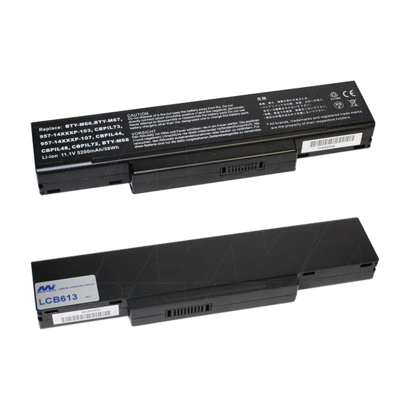 11.1V 58 Wh - 5200mAh LiIon Laptop Battery suit. For Msi
