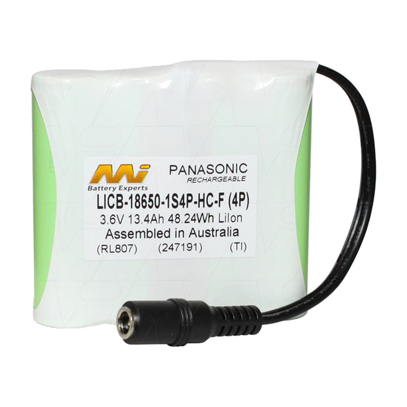3.6V 13.4Ah High Capacity LiIon Battery with CE180 2.1mm DC Jack