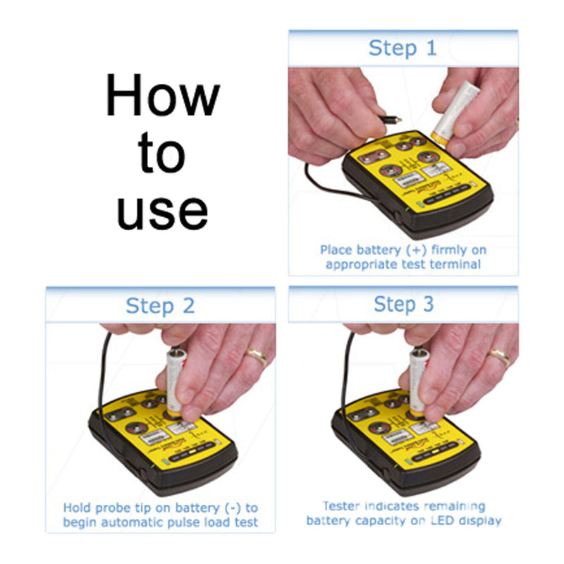 Compact Battery Tester for Primary & Rechargeable Batteries