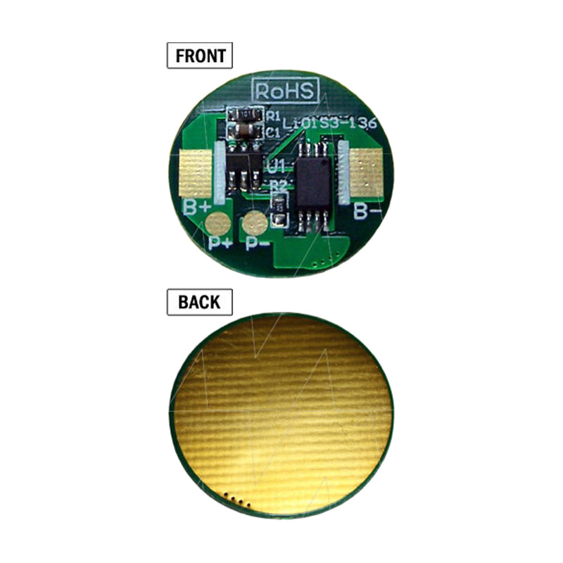 LiIon Protection Circuit Module Round 1SXP OCP3A for 18mm Diameter Cell