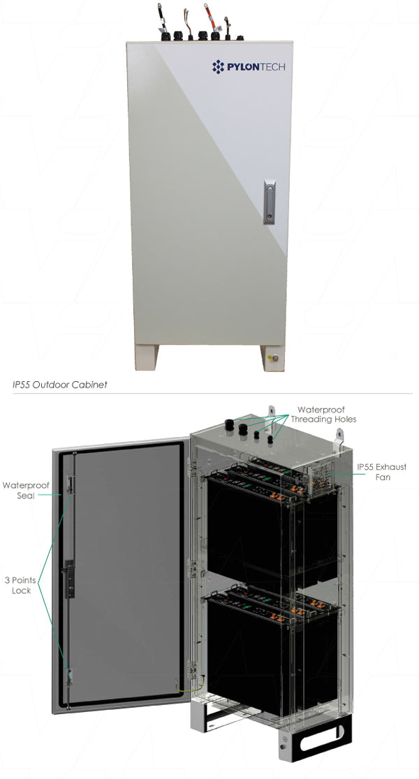 Outdoor IP55 Cabinet Rack for up to 6 x US2000 or 4 x US3000 or UP2500 Series 19" Units - - Comes Pre-Wired