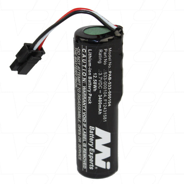 Portable Audio Battery suitable for Lithium Ion (LiIon) 3.7V 3.4Ah PAB-533-000104-BP1