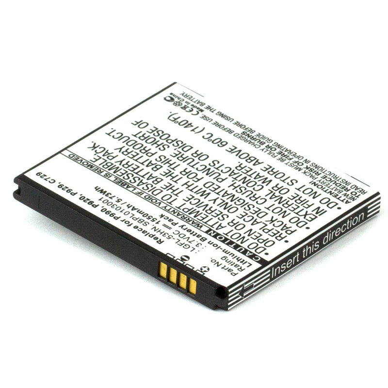 LG Optimus 2X; P990 3.7V 1550mAh Li-ion