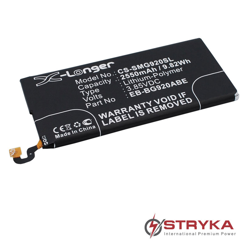 Stryka Battery to suit SAMSUNG Galaxy S6 3.85V 2550mAh Li-Pol