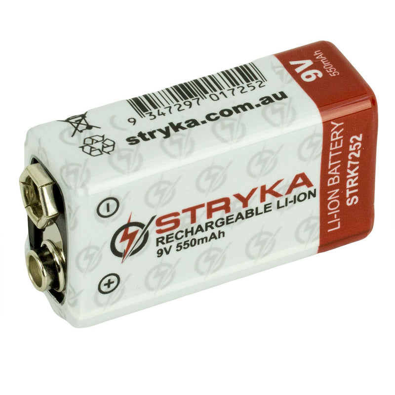Stryka 9V 550mAh Lithium Polymer Rechargeable Battery