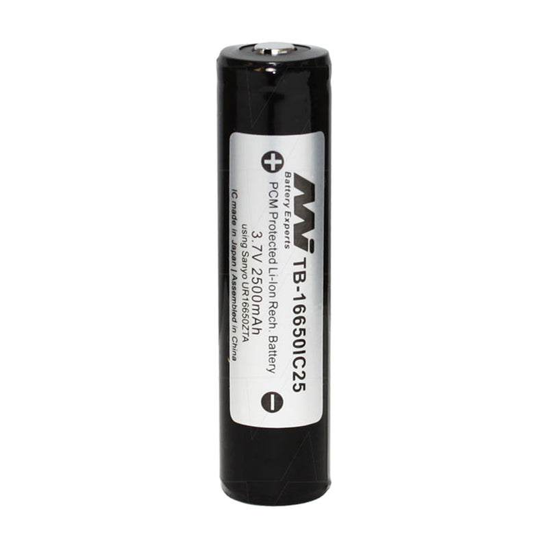 3.7V 16650 size 2500mAh cylindrical LiIon Cell + PCM Protection
