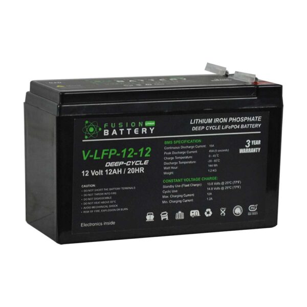Fusion Lithium 12V Deep Cycle Battery V-LFP-12-12