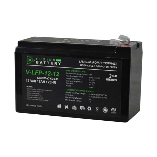 Fusion Lithium 12V Deep Cycle Battery V-LFP-12-12