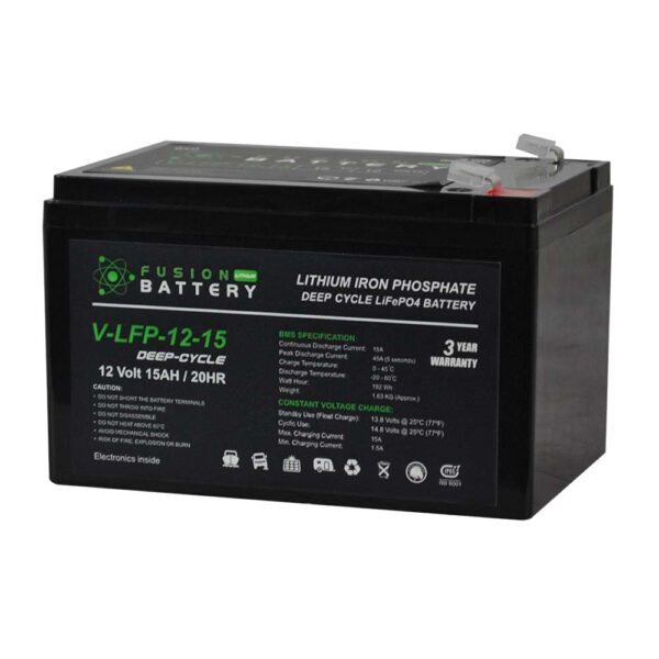Fusion Lithium 12V Deep Cycle Battery V-LFP-12-15